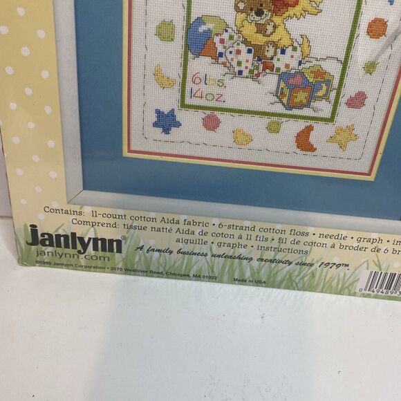 Janlynn Suzy's Zoo Witzy Birth Announcement Counted Cross Stitch Kit  11 " x 14" - Picture 4 of 5